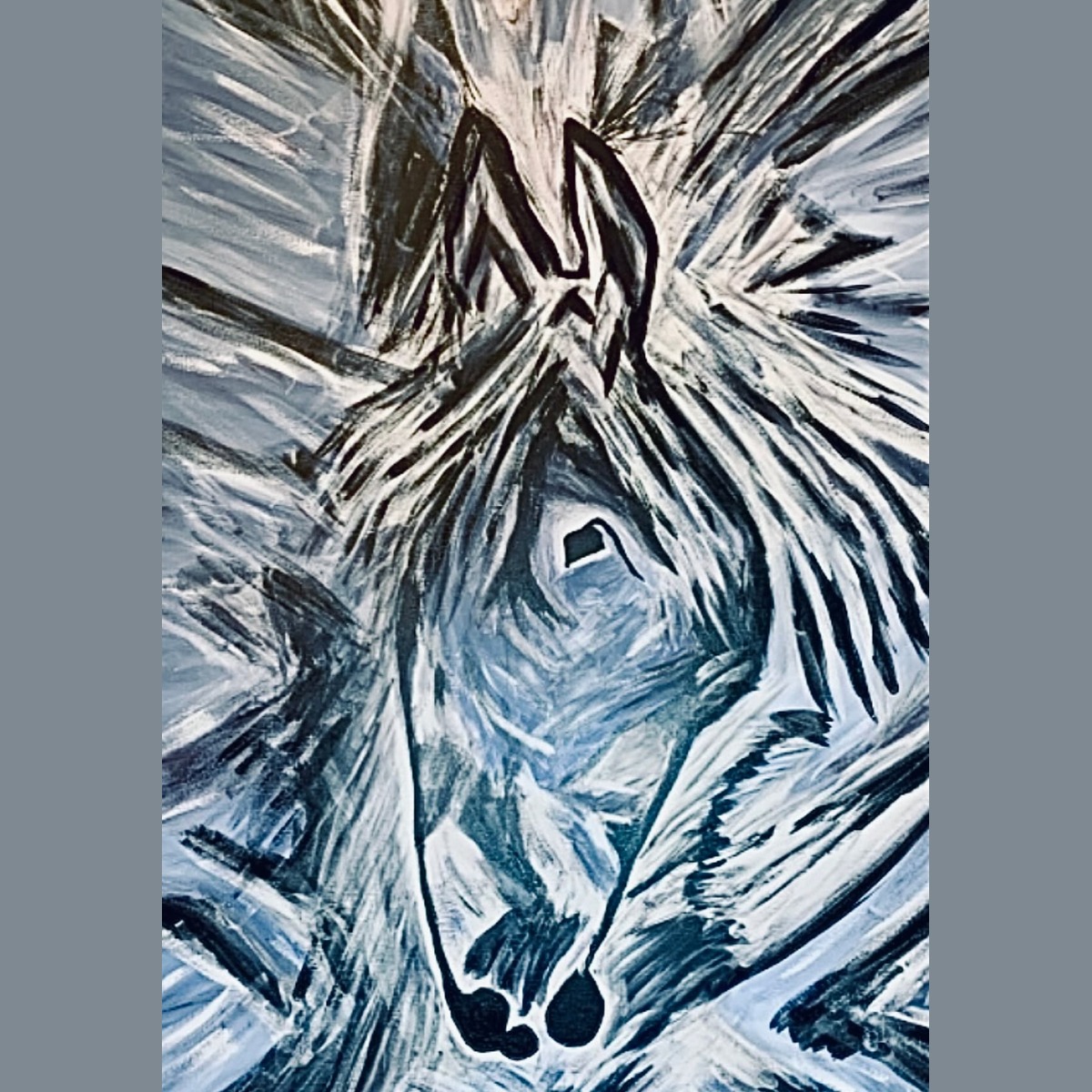 Trix — original upside-down abstract horse painting by UPSDNRT